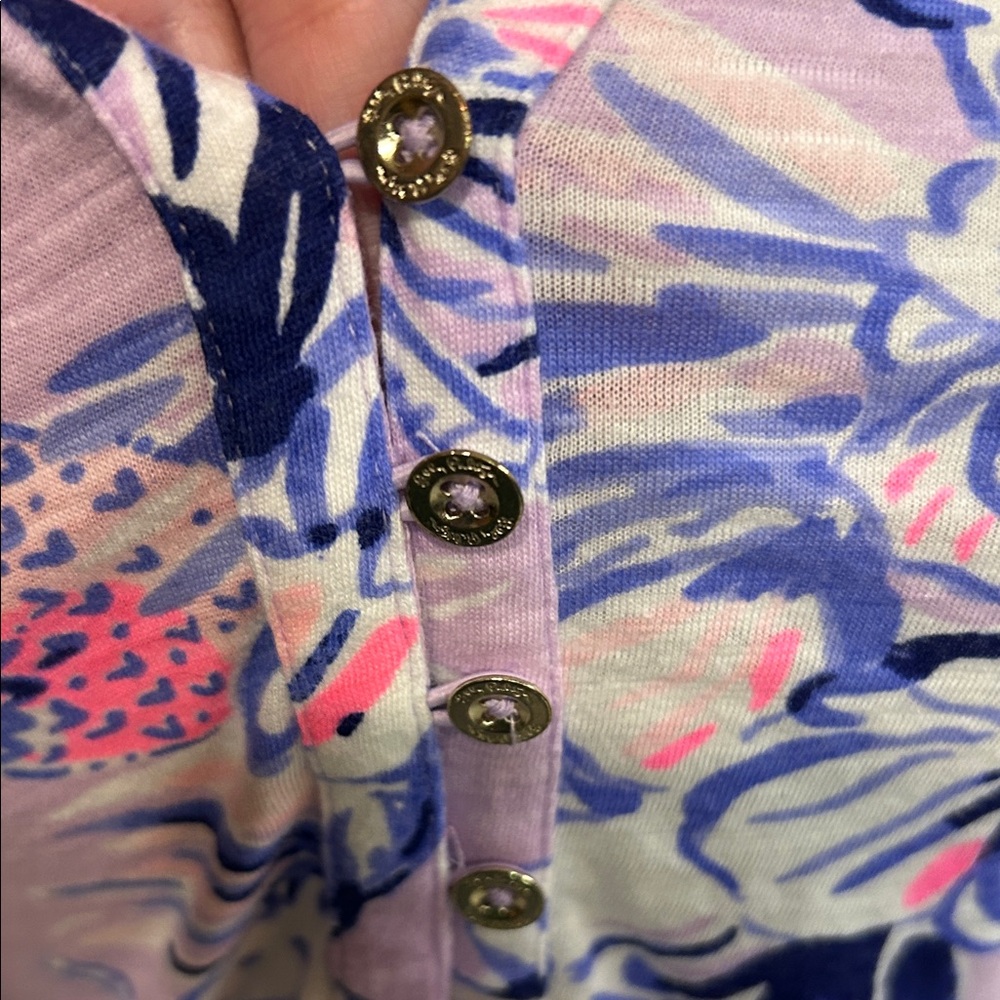 Lilly Pulitzer Pink and Blue Floral Blouse - Picture 3 of 9